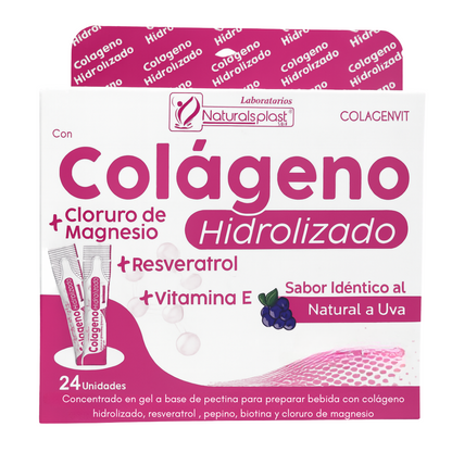 Colágeno hidrolizado en stick de compraClick Store, envase individual con polvo blanco para salud y bienestar.